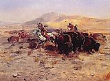 Charles Marion Russell Buffalo Hunt painting